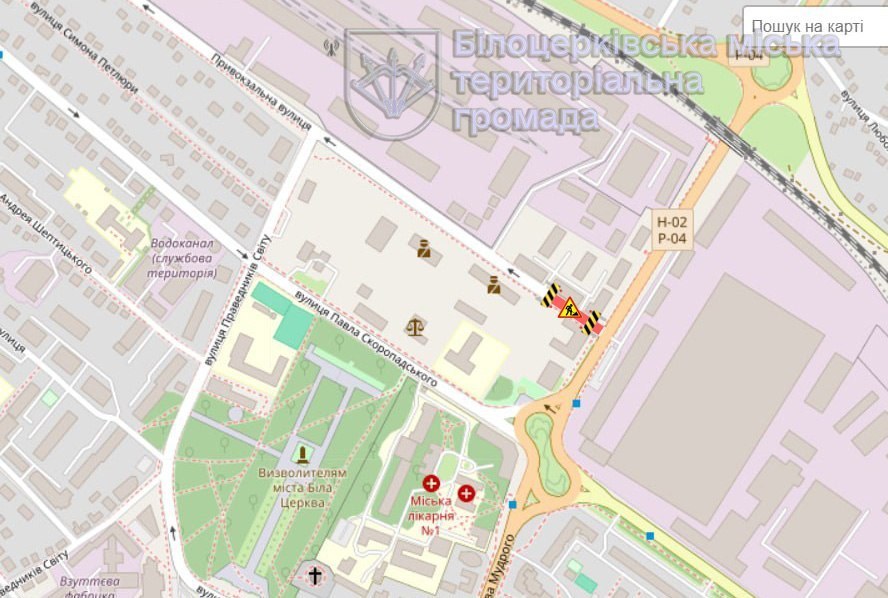 Temporary road closure on Pryvokzalna Street near Yaroslav Mudryi Street